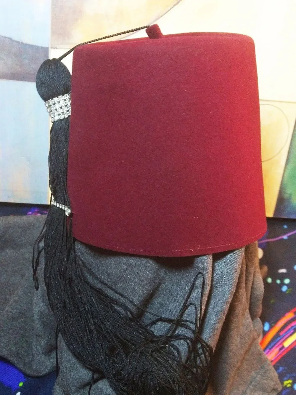 MEN'S EL LICKIU FEZ HAT JEWELED RHINESTONES SHRINER COLLECTIBLE